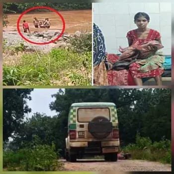 बांस-कपड़ों से जुगाड़ बनाकर, कंधे पर लादकर, ग्रामीणों ने गर्भवती को अस्पताल पहुंचाया